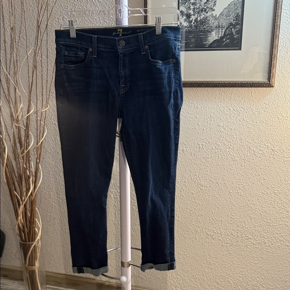 7 For All Mankind Dark Blue Cropped Jeans